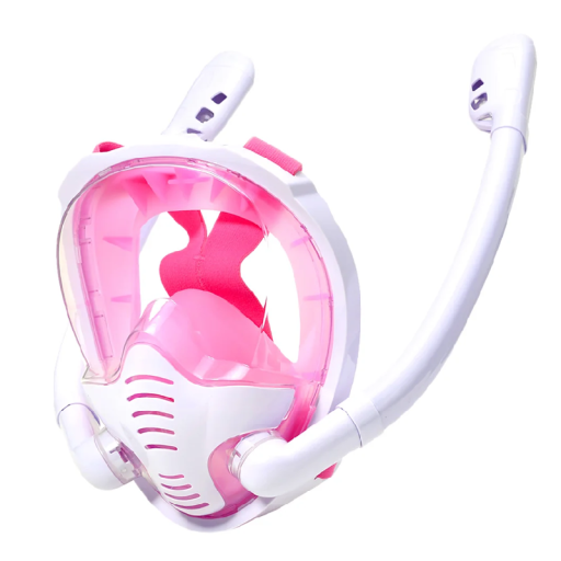 Máscara de mergulho S/M com snorkel duplo, suporte para câmara de ação, válvula contra a entrada de água e tampões para os ouvidos