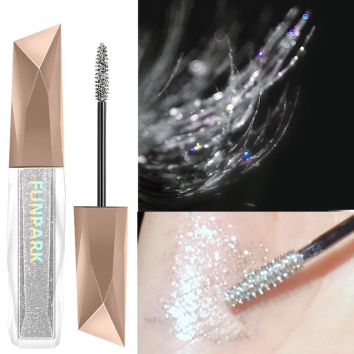 Máscara de pestañas con purpurina colorida para dar volumen y alargar las pestañas con efecto radiante, de larga duración para un maquillaje expresivo y original.