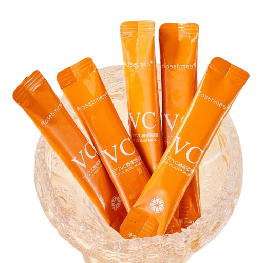 Máscara hidratante facial sem enxágue para dormir com vitamina C Rejuvenescedora Firmadora Regeneração Iluminação Cuidado noturno da pele 30 unid