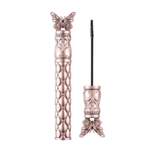 Mascara neagră pentru volum cu periuță subțire, ambalaj decorativ cu fluture, cosmetice pentru gene expresive și dese