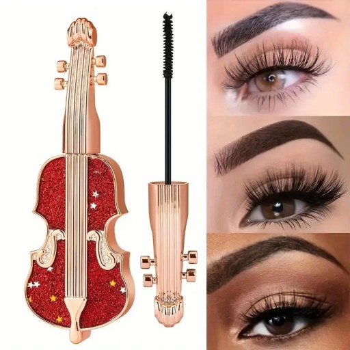 Mascara neagră rezistentă la apă cu efect de ondulare, ambalaj original în formă de violoncel, cosmetică decorativă pentru gene ondulate
