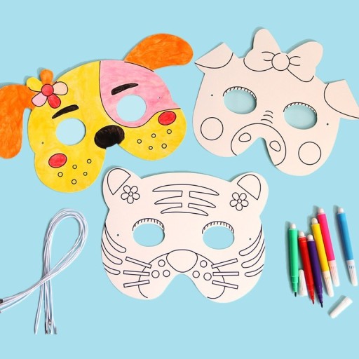 Maschera animale da colorare 8 pz