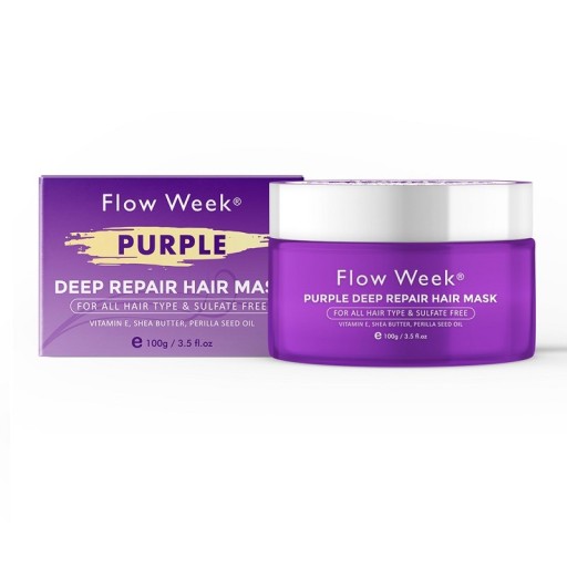 Maschera per capelli rigenerante viola Cura idratante per capelli con oli essenziali Maschera per capelli nutriente per capelli danneggiati Maschera per capelli con vitamina E, burro di karité e olio di Perilla 100 g