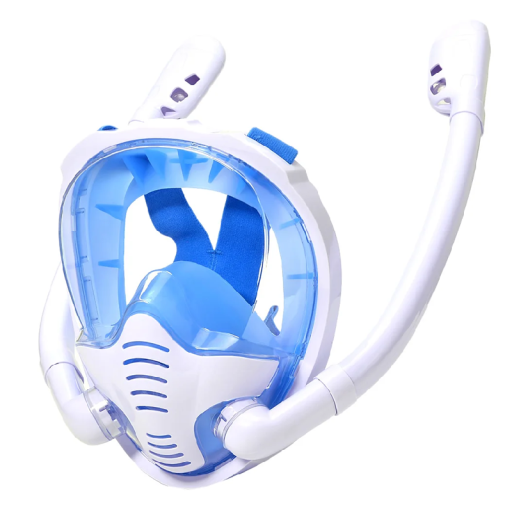 Maschera per snorkeling a viso intero S/M con doppio snorkel, supporto per action cam, valvola anti-infiltrazione d'acqua e tappi per le orecchie