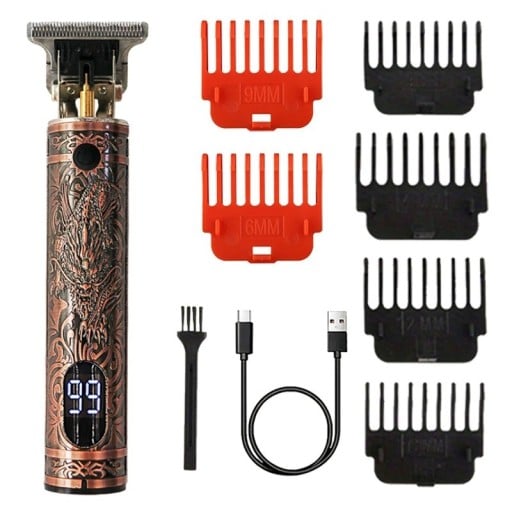 Mașină de tuns părul cu trei viteze, aparat de ras electric pentru tuns părul cu accesorii de diferite dimensiuni, USB-C 15,2 x 4,1 cm