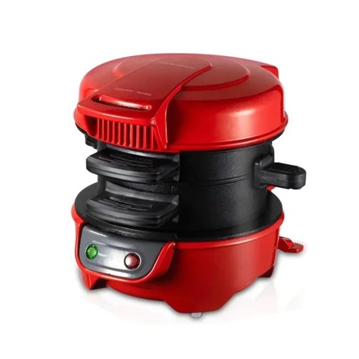 Mașină electrică de burgeri 220V compactă 14 × 20 × 13 cm sandvișier cu mai multe straturi roșu negru pentru prepararea hamburgerilor acasă