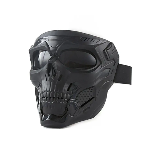 Maska motocyklowa czaszka czarna 18 x 18,5 cm Ochronna maska motocyklowa z czarnymi soczewkami PC Materiał ABS Designerski sprzęt motocyklowy