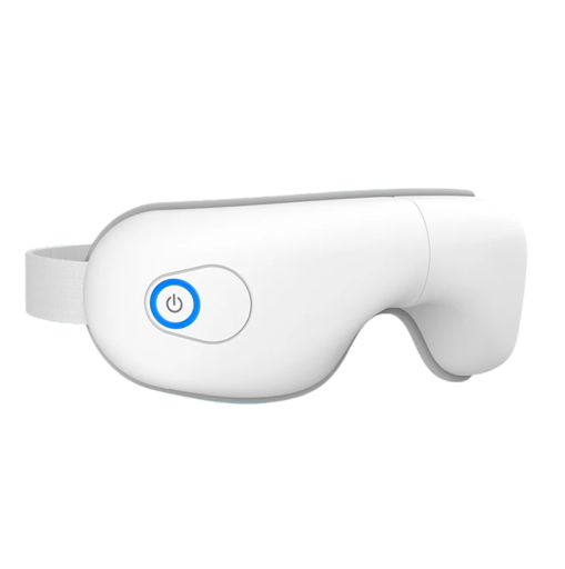 Masque de massage pour les yeux avec musique Bluetooth airbags de compression pliable 180° batterie 1000 mAh USB-C portable