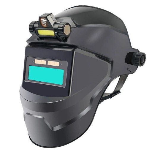 Masque de soudure auto-assombrissant noir avec lumière Masque de soudure résistant à la chaleur avec assombrissement automatique solaire Masque de sécurité pour soudage à l'arc
