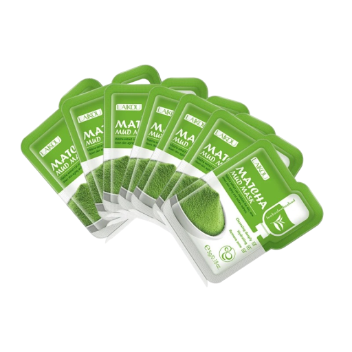 Masque en argile à la matcha Masque facial à la matcha pour resserrer les pores Masque facial anti-rides Masque hydratant pour le visage 5 g 7 pcs