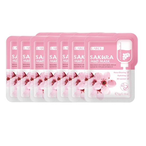 Masque en argile pour le visage à la fleur de cerisier Masque pour le visage à effet resserrant Masque anti-rides Masque hydratant 5 g 7 pcs