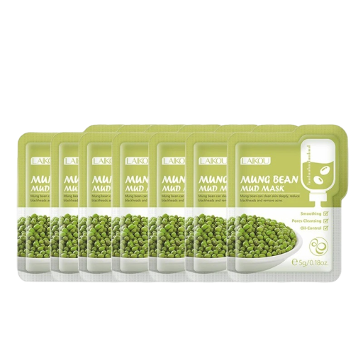 Masque en argile pour le visage avec des haricots mungo Masque en argile pour resserrer les pores Masque pour le visage anti-rides Masque hydratant pour le visage 5 g 7 pcs