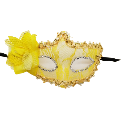 Masque en dentelle jaune