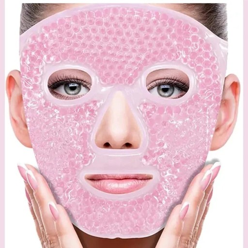 Masque facial réutilisable en gel avec billes de gel Masque de refroidissement pour le visage 17,5 x 20 cm
