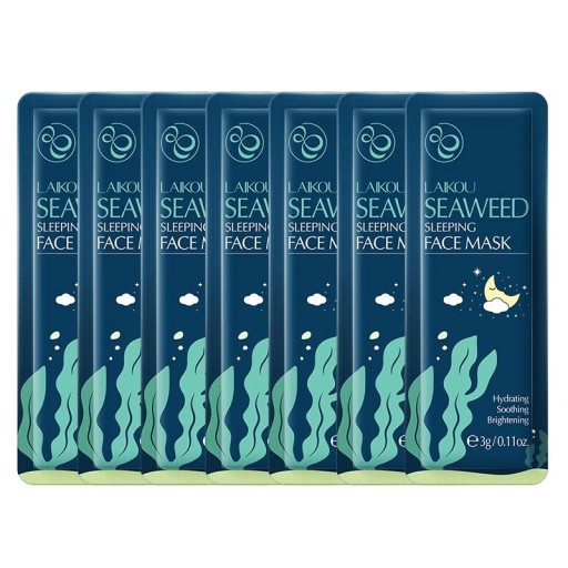Masque hydratant pour le visage avec extrait d'algue marine Masque éclatant avec algue marine de nuit Masque apaisant pour le visage 3 g 7 pcs