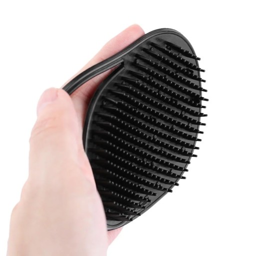 Massagebürste für Haare zum Baden 10,7 x 5 cm Schwarze Shampoobürste für die Hand Silikon-Massager für Kopf- und Gesichtshaut