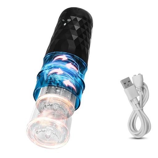 Masturbador com sucção, rotação e movimento com inserto de silicone realista, 10 modos de vibração, carregamento USB, embalagem discreta
