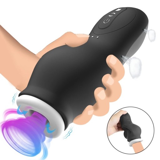 Masturbador con succión y vibración 17,8x7,7 cm con inserto extraíble, 7 modos de succión, 7 modos de vibración, resistente al agua, carga USB, embalaje discreto