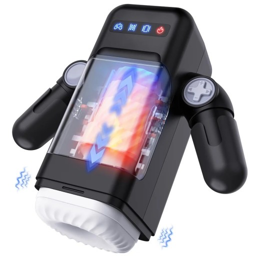 Masturbator masculin automat în formă de robot cu suport mobil, mișcare telescopică și inserție realistă, ambalaj discret