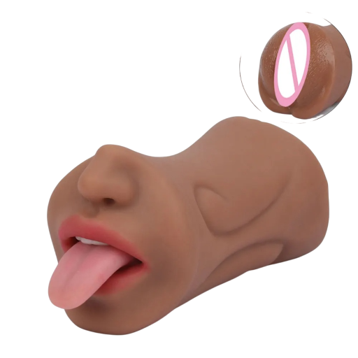 Masturbatore maschile TPE 2v1 con forma realistica di vagina e gola profonda per esperienze intense imballaggio discreto