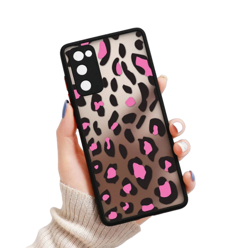 Matný průhledný kryt s motivem leopardích vzorů na Samsung Galaxy S20 FE 2022