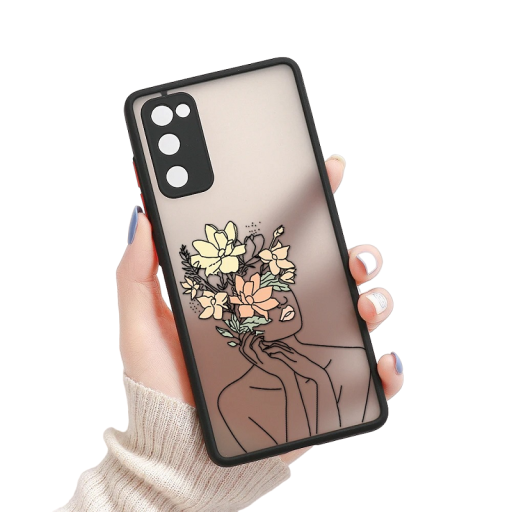 Matný průhledný kryt s motivem ženy s květinami na Samsung Galaxy S20 FE 2022
