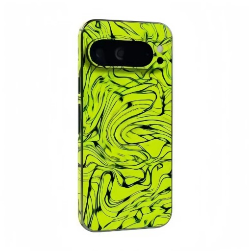 Matt skyddande självhäftande folie för baksidan av Google Pixel 10 Pro Fold, neongrön abstrakt mönster, mot repor