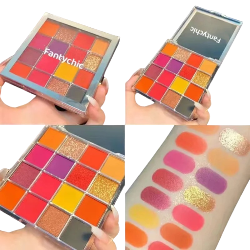 Matte Lidschatten-Palette, 16 Farben, schimmernder Lidschatten, mattierter Lidschatten, ultrapigmentierter Lidschatten, langlebig, wasserfest