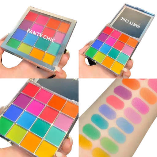 Matte Lidschatten-Palette, 16 Farben, schimmernder Lidschatten, mattierter Lidschatten, ultrapigmentierter Lidschatten, langlebig, wasserfest