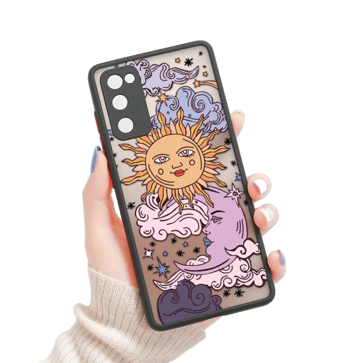 Matte Transparent Case with Sun and Moon Design for Samsung Galaxy S22 Ultra