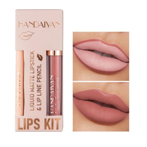 Matte waterdichte lippotlood, langdurige lipgloss, hydraterende lippotlood en gloss set (2 stuks)