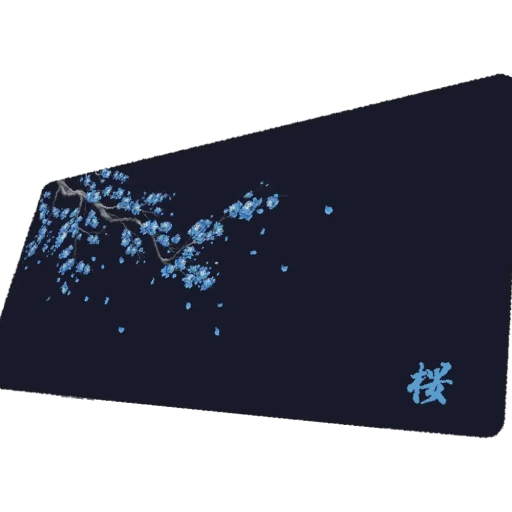 Maus- und Tastaturunterlage 400 x 700 x 2 mm große Schreibtischunterlage dunkelblau mit Zweig und Blumen für Computer, Laptop und Büro
