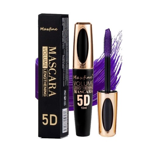 Maxfine 5D szempillaspirál 10 ml Fekete, hosszabbító szempillaspirál volumenhatással Formázott ecset a szempillák elválasztásához Kozmetikumok