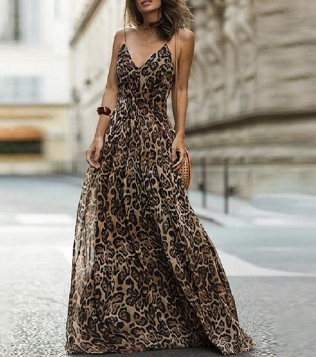 Maxi šaty s leopardím vzorom