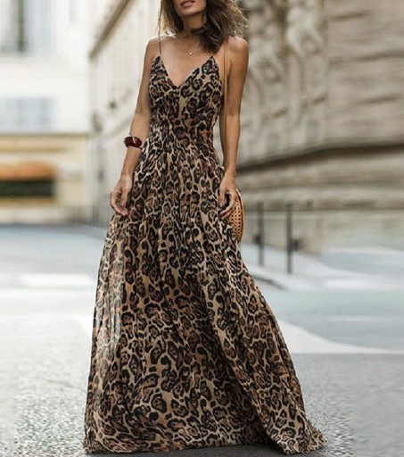 Maxikjole med leopardprint