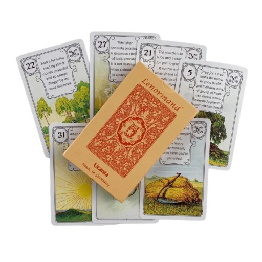Mazze Lenormand carte oracolo pacchetto di 38 carte circa 9,6 cm illustrazioni multicolori motivi classici per la lettura e la divinazione