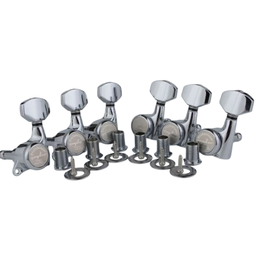 Mécanismes de guitare 3R3L chromés, 6 pièces, têtes de guitare avec embouts et bagues filetées pour guitare acoustique