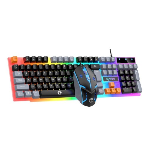 Mechanical USB Keyboard and Mouse Set with Backlighting Gaming Wired Keyboard for PC and Laptop ABS Plastic Office Electronics
