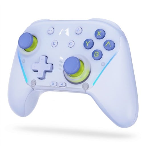 Mechaniczny kontroler gier Bluetooth dla Nintendo Switch 1 i 2 w jasnofioletowym kolorze dla PC z Windows 10 i 11, Android i iOS