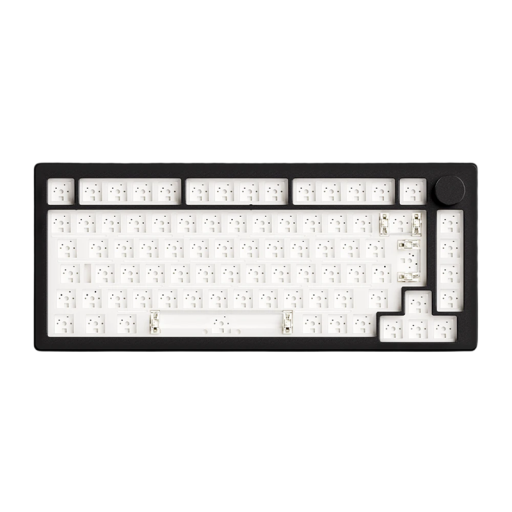 Mechanische ISO-Tastatur ohne Tasten mit RGB-Hintergrundbeleuchtung USB 2,4GHz USB-C Verbindung 8000mAh Batterie 90 Stück gelbe Schalter