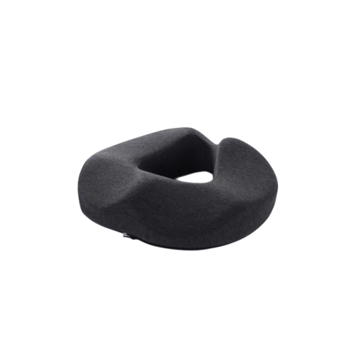 Medicinsk minnesskumsits, munkformad 42x37,5x9,5 cm, svanskotan, smärtlindring, ischias, hemorrojder, ortopedisk kudde, resekudde