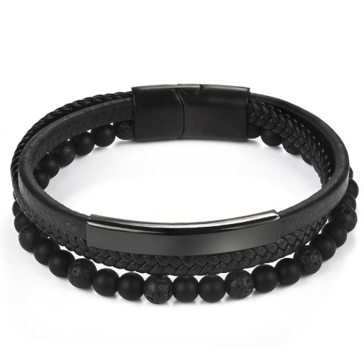 Mehrschichtiges Herrenarmband mit Perlen