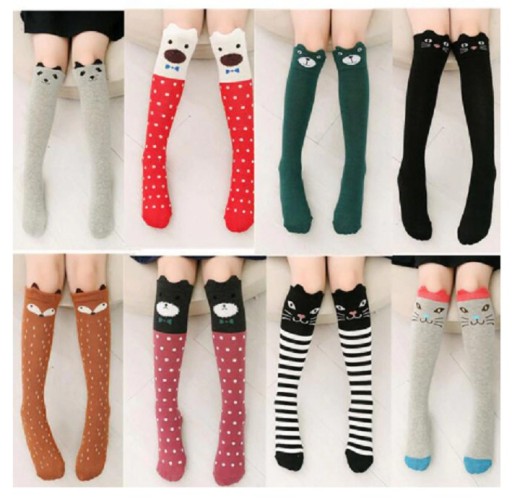 Meias altas para meninas com animais