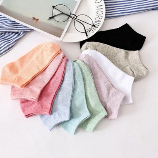 Meias de tornozelo coloridas para senhora - 10 pares