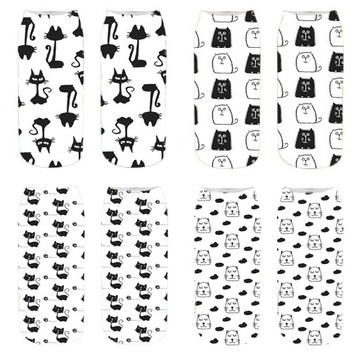 Meias de tornozelo femininas com gatinhos A665