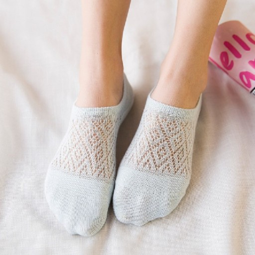 Meias de tornozelo femininas com renda - 5 pares