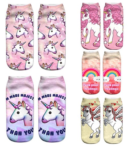 Meias de tornozelo para raparigas com unicórnios