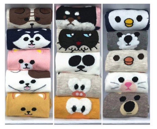 Meias femininas com animais - 5 pares