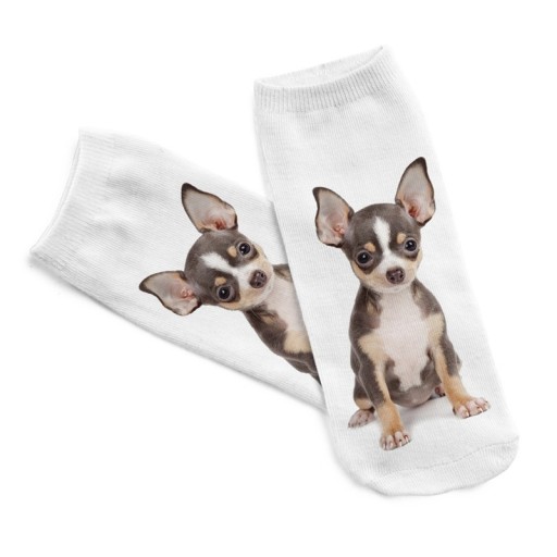 Meias femininas com estampagem 3D de cachorrinhos