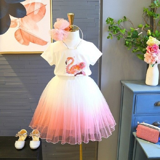Meisjes flamingo t-shirt en rok